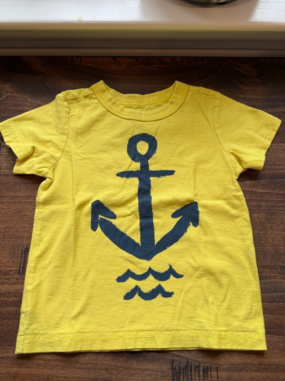 Tea Collection Yellow Tee with Navy Anchor Graphic